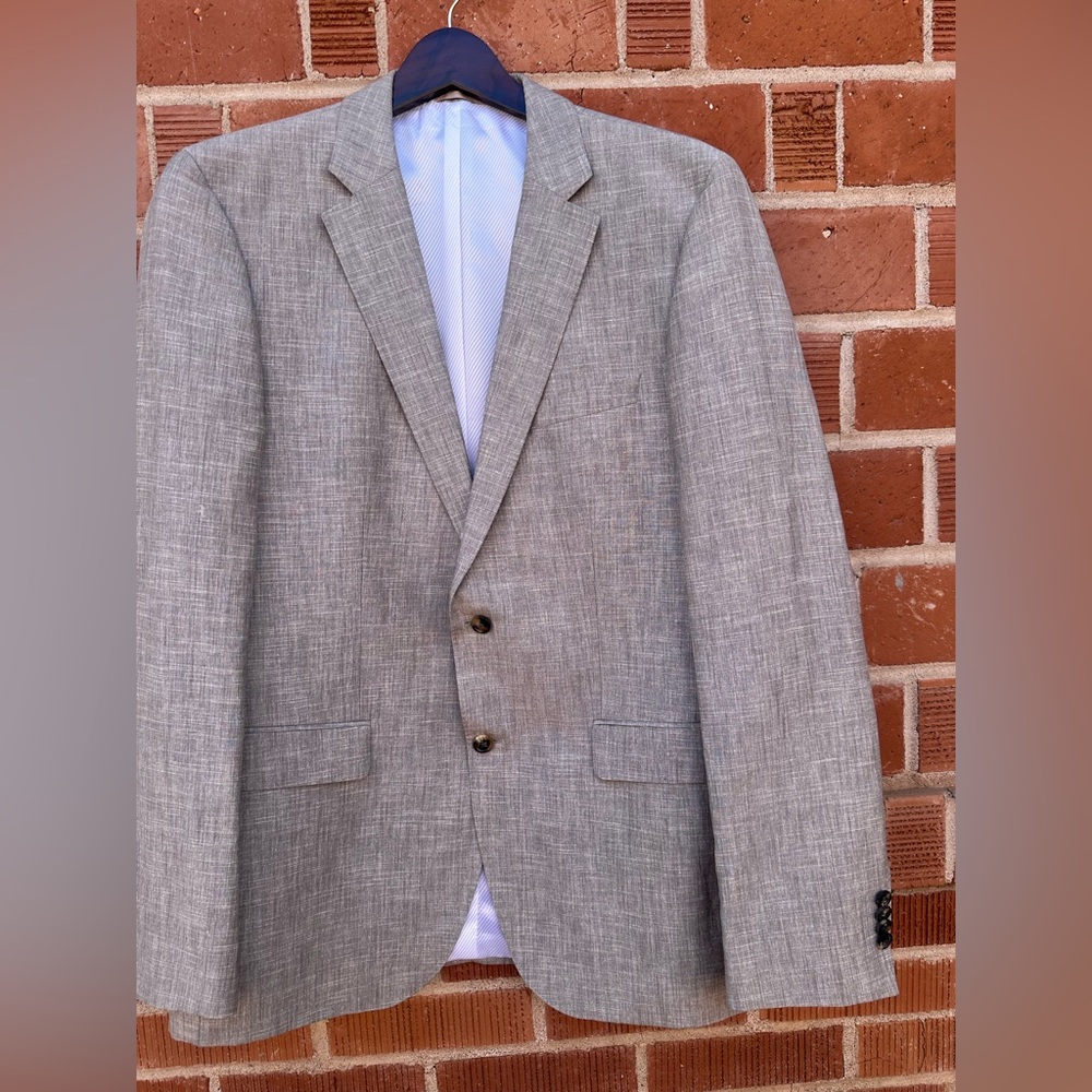 Boss Light Gray Textured Two-Button Sport Coat